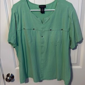 Rafaella Green Short Sleeve Top 2X